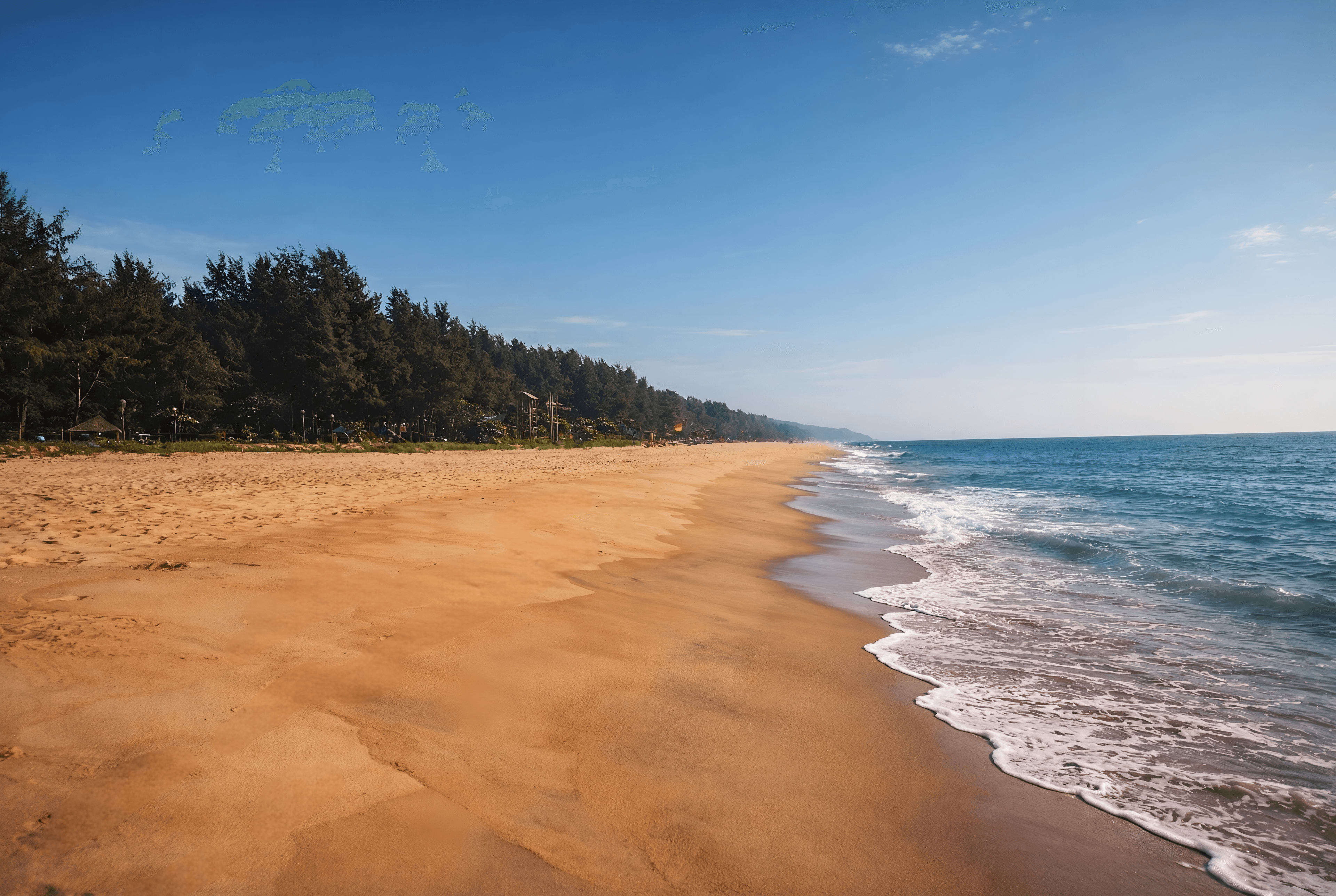 Aerial view of pristine coastline, Karnataka